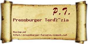 Pressburger Terézia névjegykártya